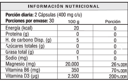 Magnesio Bisglicinato Vitaminas B6 D3